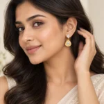 Aurora Halo Geometric Gold Drop Earrings - Image 5