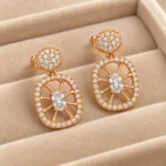 Oval Crystal Drop Earrings - Image 4