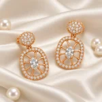 Oval Crystal Drop Earrings - Image 5