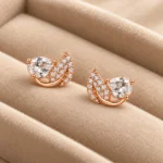 Pear Crystal Leaf Stud Earrings - Image 6