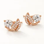 Pear Crystal Leaf Stud Earrings - Image 7