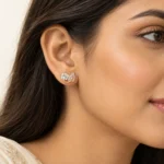 Pear Crystal Leaf Stud Earrings - Image 4