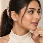 Pear Crystal Leaf Stud Earrings - Image 3
