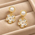PearlBloom Floral Drop Earrings - Image 5