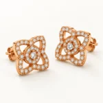 Rose Gold Pavé Floral Stud Earrings - Image 4